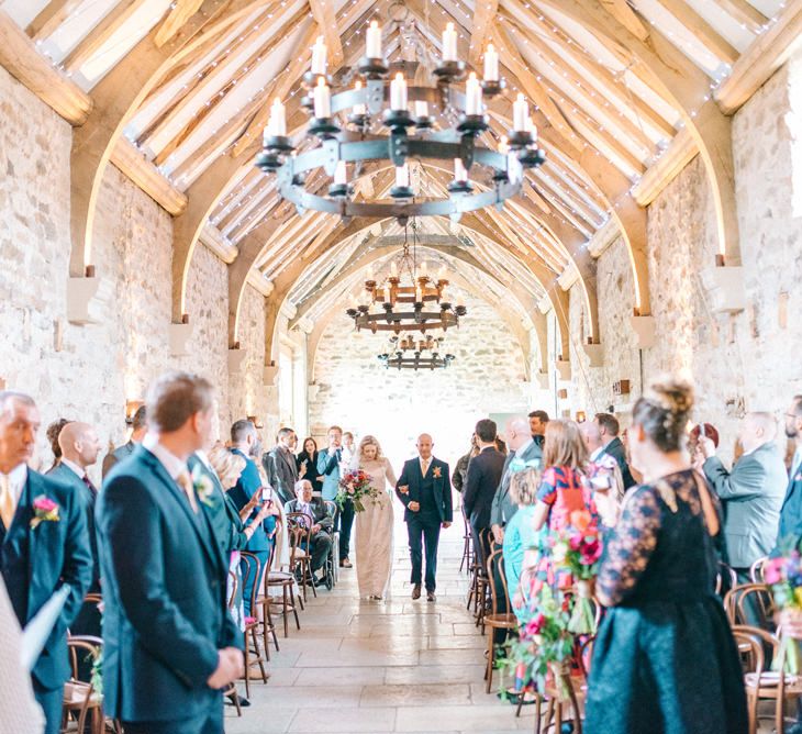 Healey Barn Winter Wedding With Bridesmaids In Navy With Bright Florals & Gold Accents With Images By Sarah Jane Ethan Photography