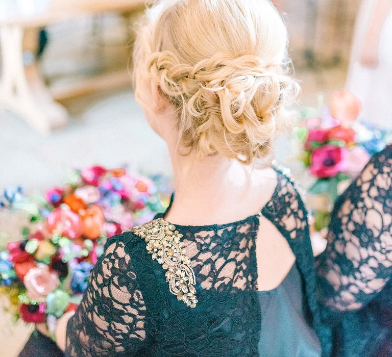 Healey Barn Winter Wedding With Bridesmaids In Navy With Bright Florals & Gold Accents With Images By Sarah Jane Ethan Photography