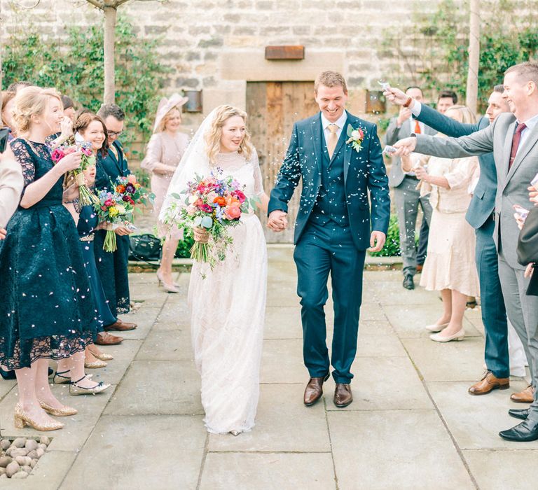 Healey Barn Winter Wedding With Bridesmaids In Navy With Bright Florals & Gold Accents With Images By Sarah Jane Ethan Photography