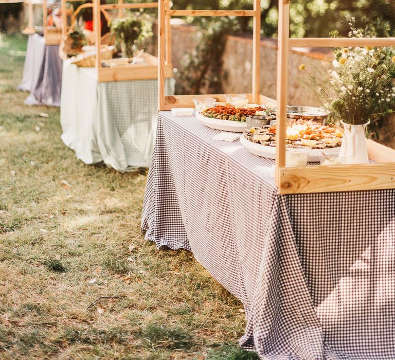 Rustic DIY Food Stalls for this beautiful french Wedding. Photography by Derek Smietana