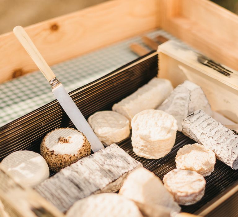 Delicious cheeses from in house caterers at Chateau de Lartigolle