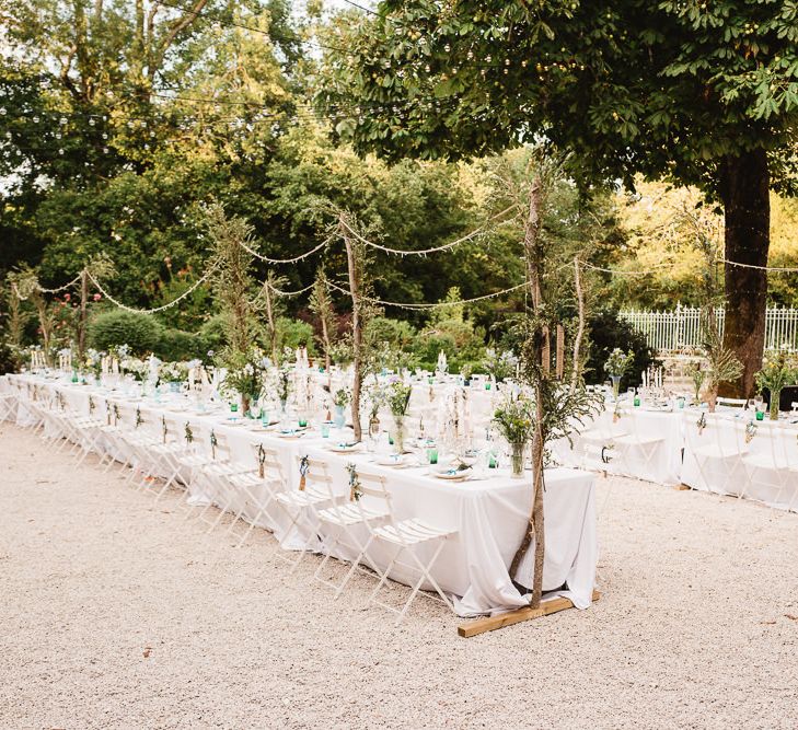 Outdoor Dining. Natural Decor. Wedding Feast in France. Photography by Derek Smietana