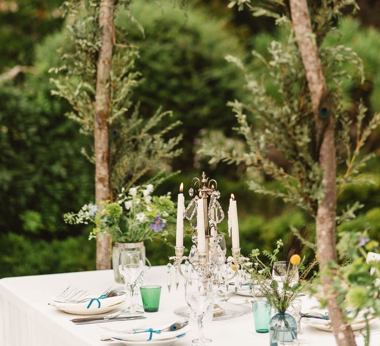 Natural, foliage wedding decor in Chateau de Lartigolle.