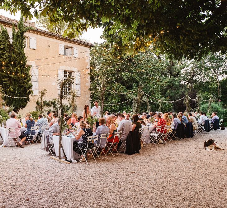 Outdoor Dining. Wedding Feast in France. Photography by Derek Smietana