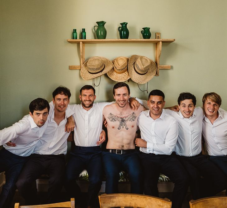 Groom and Groomsmen shot. South West France at Chateau de Lartigolle