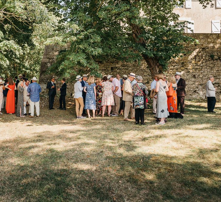 Welcome drinks for outdoor french villa wedding.