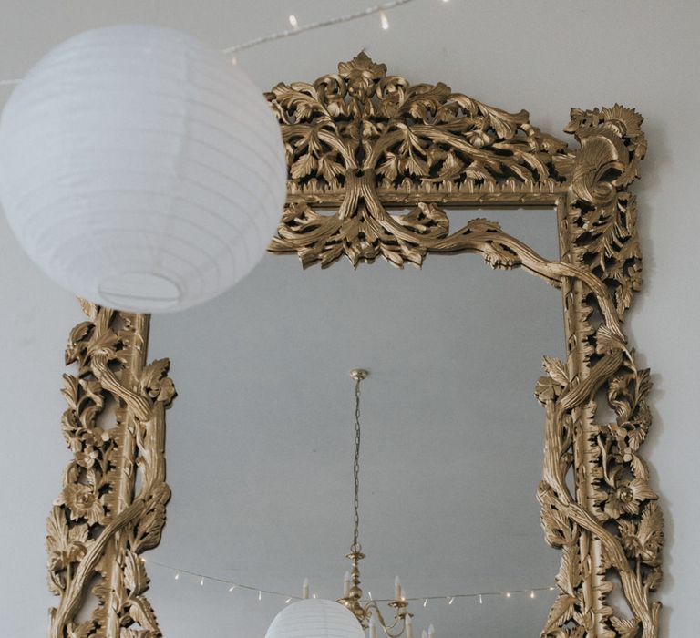 Gold Ornate Mirror Wedding Decor