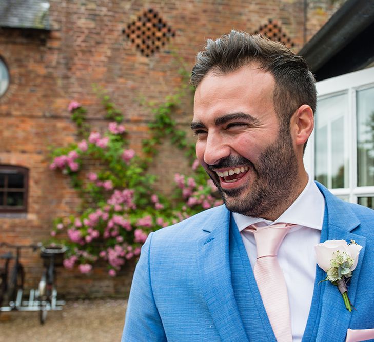 Groom in Blue Hugo Boss Suit