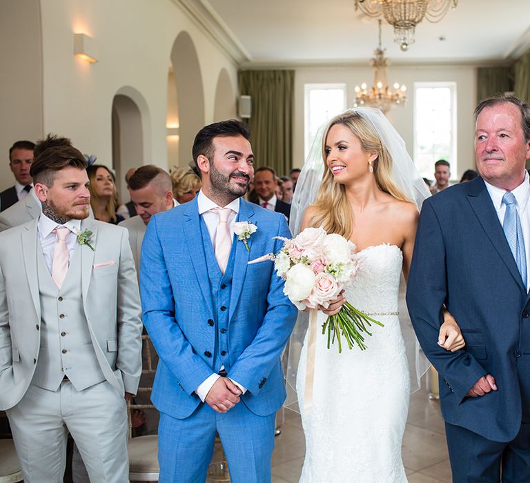 Iscoyd Park Wedding Ceremony with Bride in Pronovias Wedding Dress & Groom in Blue Hugo Boss Suit