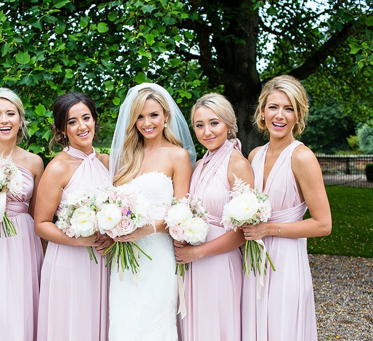 Bridesmaids in Blush Pink Multiway Dresses