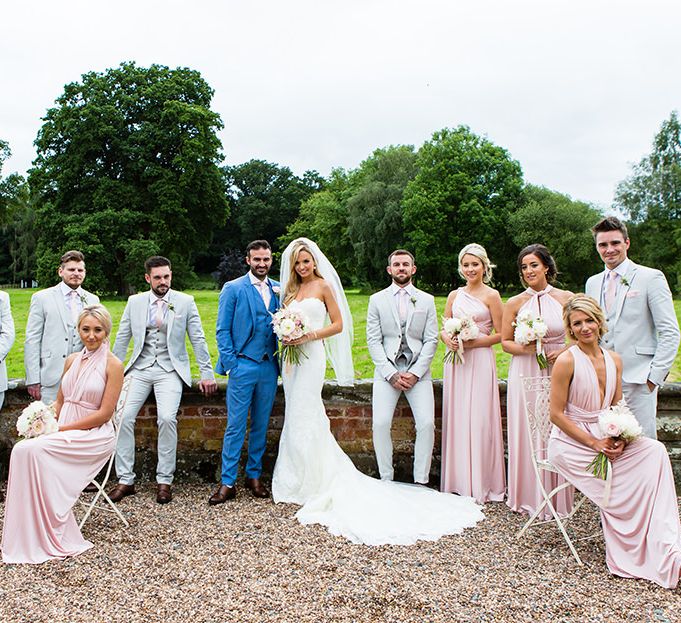 Elegant Wedding Party in Pink Multiway Dresses & Next Suits