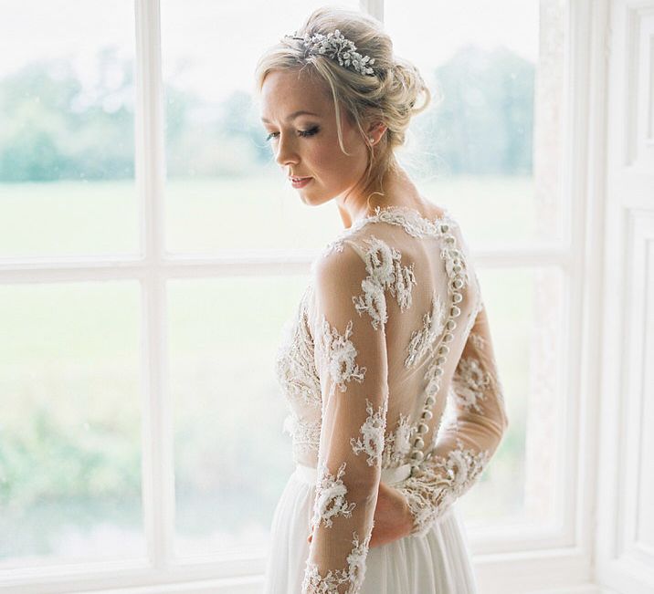 Bride in Suzanne Neville Camelia Gown | A Romantic Pastel Wedding at Dauntsey Park in the Wiltshire English Countryside | Imogen Xiana Photography