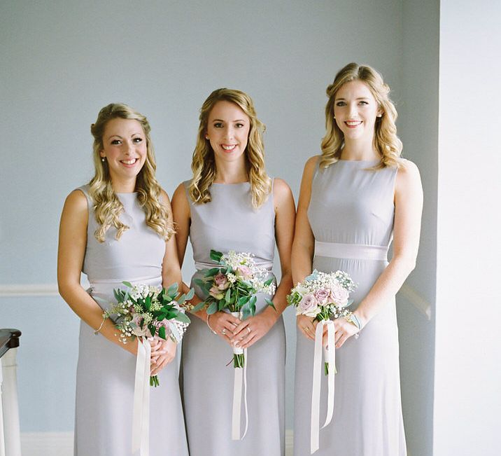 Bridesmaids in Grey Dresses | A Romantic Pastel Wedding at Dauntsey Park in the Wiltshire English Countryside | Imogen Xiana Photography