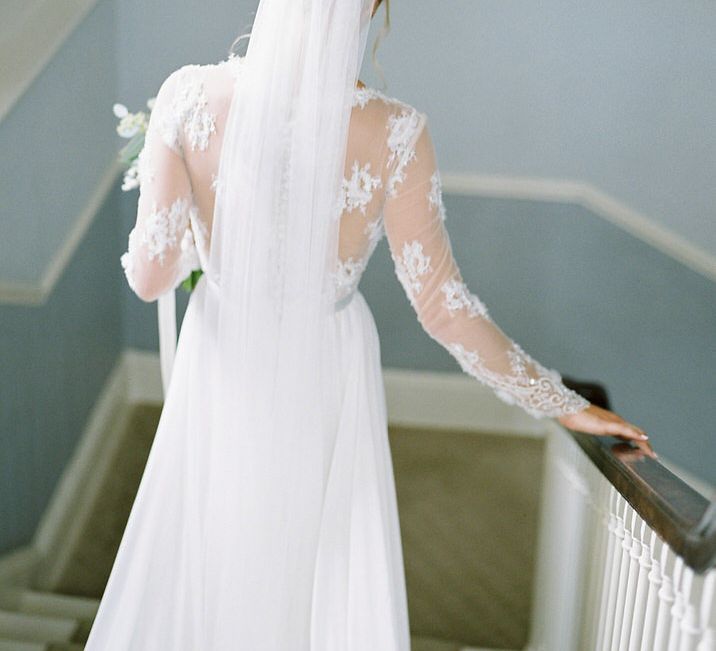 Bride in Suzanne Neville Camelia Gown | A Romantic Pastel Wedding at Dauntsey Park in the Wiltshire English Countryside | Imogen Xiana Photography