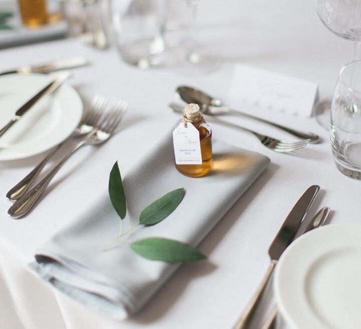 Elegant Place Setting with Wedding Favours | A Romantic Pastel Wedding at Dauntsey Park in the Wiltshire English Countryside | Imogen Xiana Photography