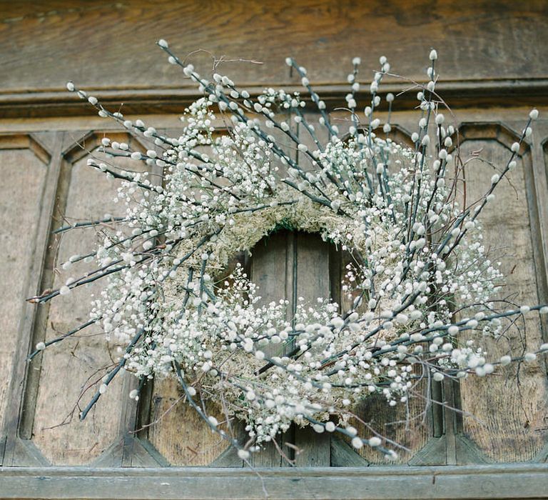 Wreath Wedding Flowers | A Romantic Pastel Wedding at Dauntsey Park in the Wiltshire English Countryside | Imogen Xiana Photography