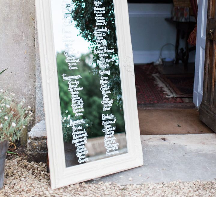 Mirror Table Plan | A Romantic Pastel Wedding at Dauntsey Park in the Wiltshire English Countryside | Imogen Xiana Photography