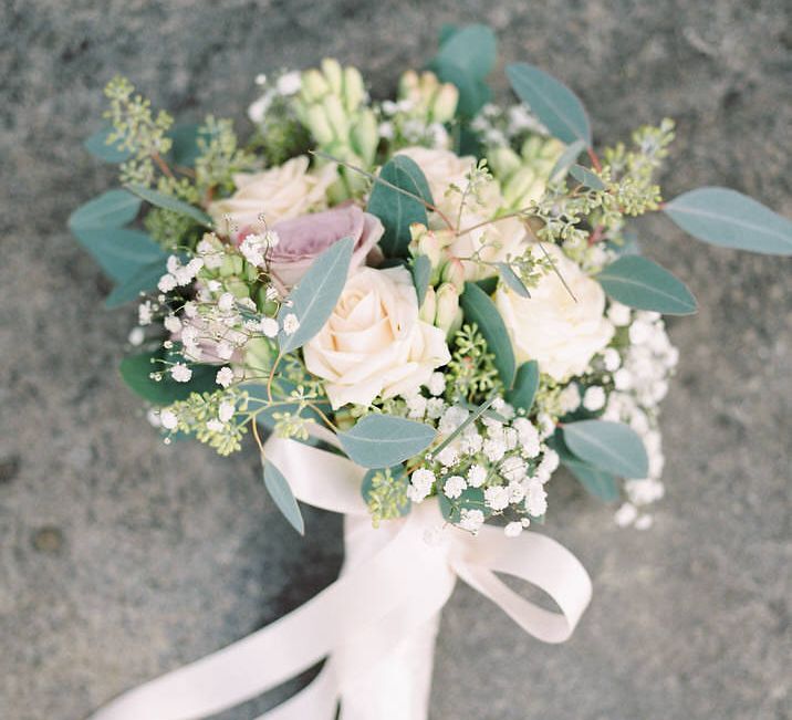 Classic Rose Bridal Bouquet | A Romantic Pastel Wedding at Dauntsey Park in the Wiltshire English Countryside | Imogen Xiana Photography