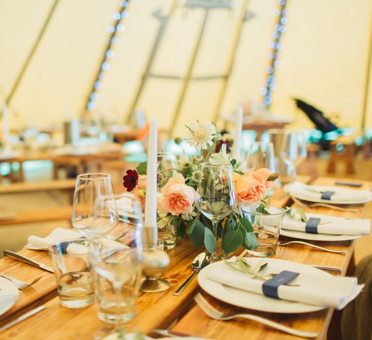 Rustic Peach Table Setting