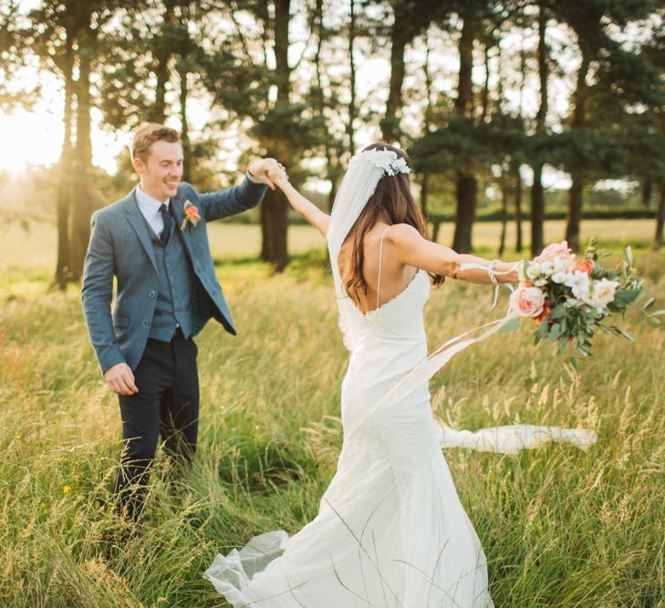 Bride in 'Wren' Wedding Dress from Willowby by Watters