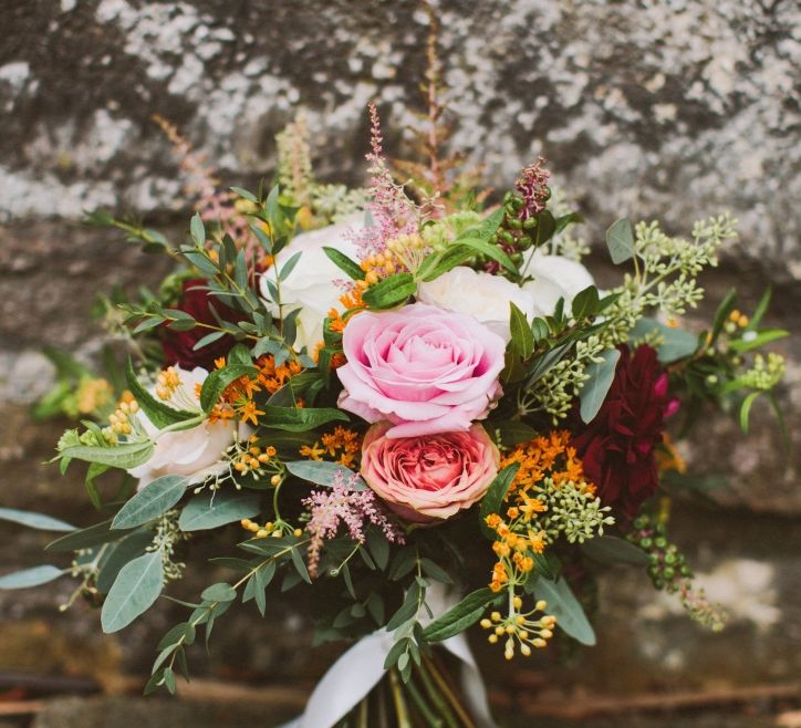 Wedding Bouquet With Pink Roses