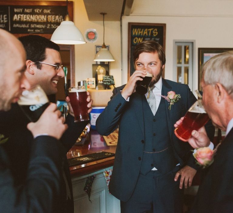 Groomsmen Drinking Pints