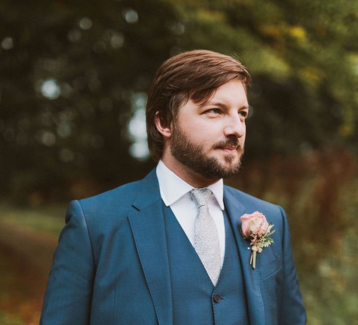 Groom In Navy Paul Smith Suit