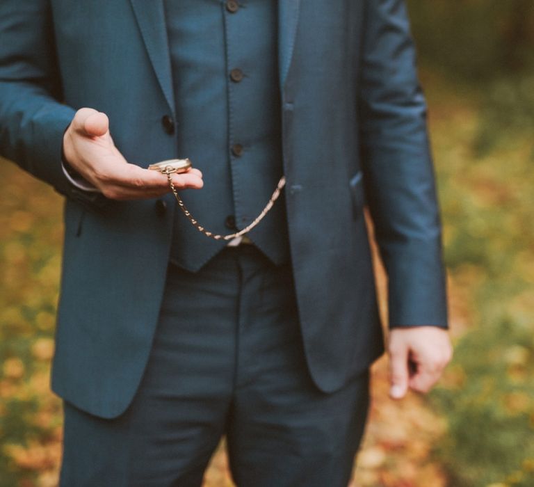 Groom In Navy Paul Smith Suit