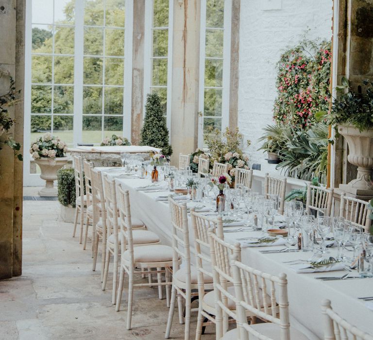 Glasshouse Wedding At Crom Castle With Bride In Halfpenny London Bridesmaids In Forest Green Silk Dresses By Ghost Images From Salt & Sea Photography Co.