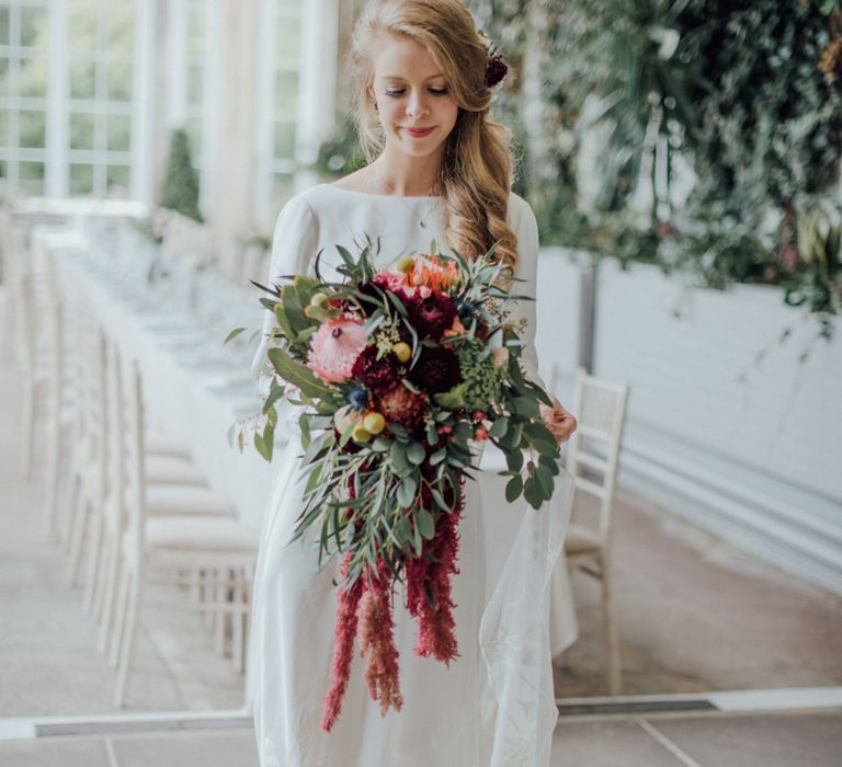 Protea Wedding Bouquet With Foliage