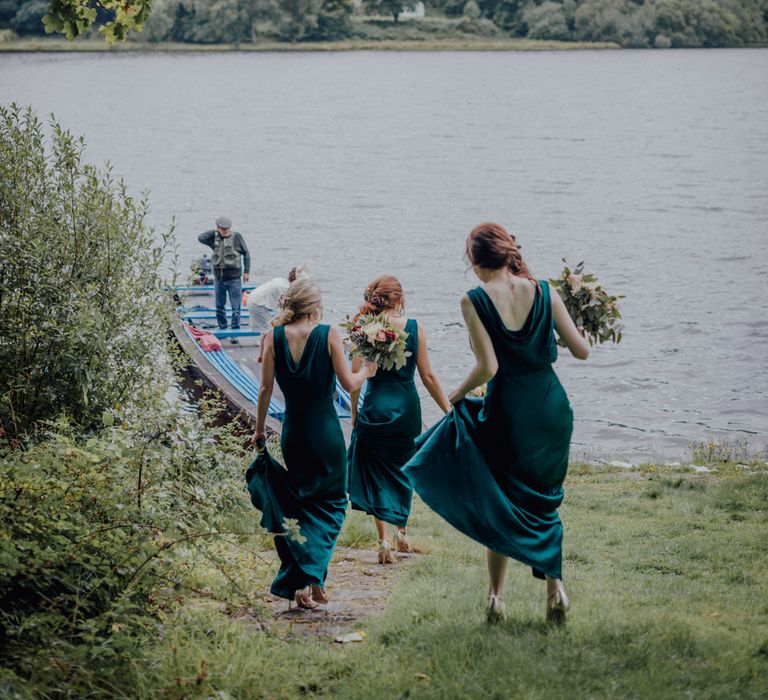 Glasshouse Wedding At Crom Castle With Bride In Halfpenny London Bridesmaids In Forest Green Silk Dresses By Ghost Images From Salt & Sea Photography Co.