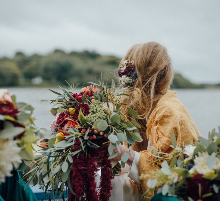 Glasshouse Wedding At Crom Castle With Bride In Halfpenny London Bridesmaids In Forest Green Silk Dresses By Ghost Images From Salt & Sea Photography Co.