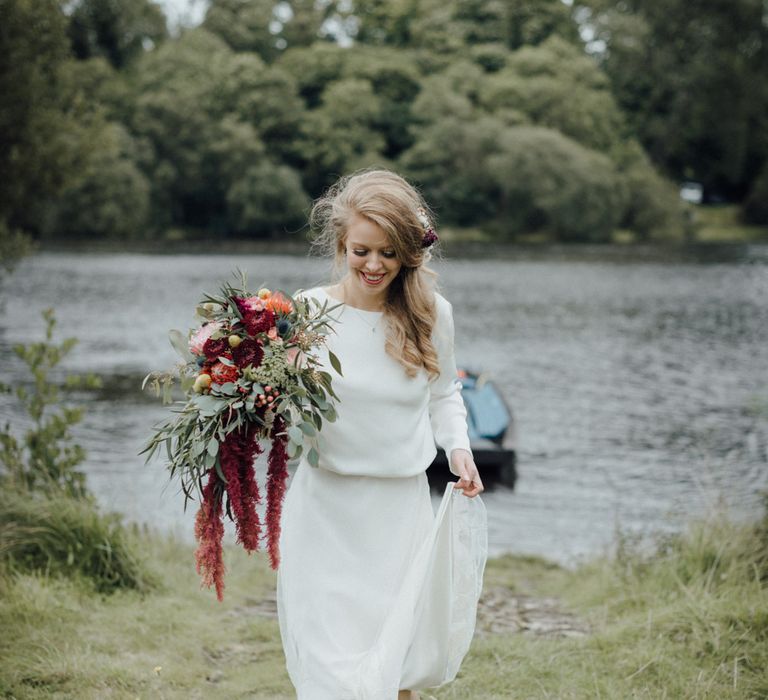 Glasshouse Wedding At Crom Castle With Bride In Halfpenny London Bridesmaids In Forest Green Silk Dresses By Ghost Images From Salt & Sea Photography Co.