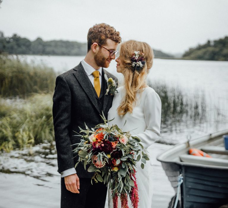 Glasshouse Wedding At Crom Castle With Bride In Halfpenny London Bridesmaids In Forest Green Silk Dresses By Ghost Images From Salt & Sea Photography Co.