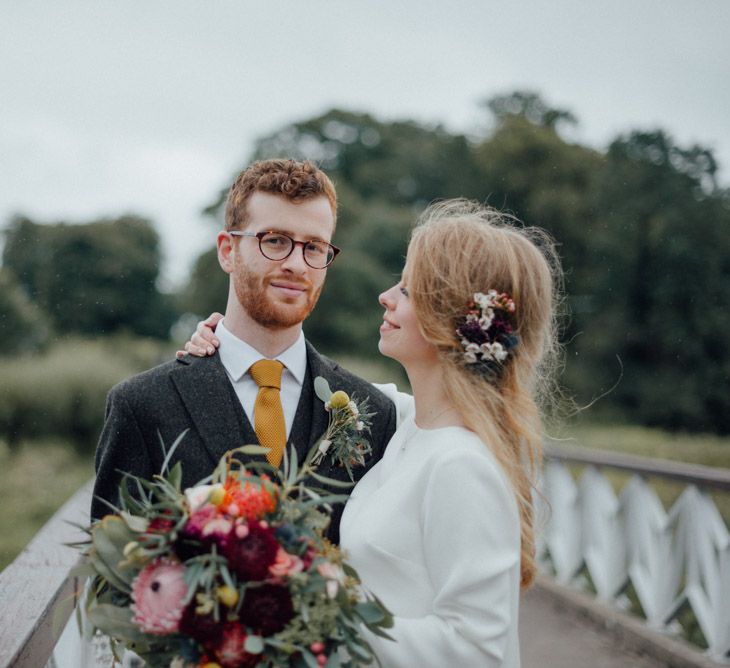 Glasshouse Wedding At Crom Castle With Bride In Halfpenny London Bridesmaids In Forest Green Silk Dresses By Ghost Images From Salt & Sea Photography Co.