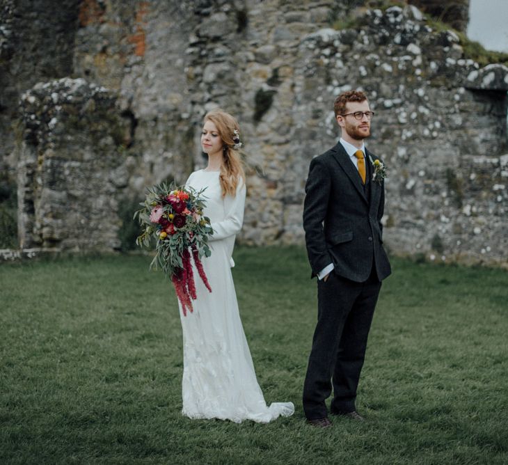 Glasshouse Wedding At Crom Castle With Bride In Halfpenny London Bridesmaids In Forest Green Silk Dresses By Ghost Images From Salt & Sea Photography Co.