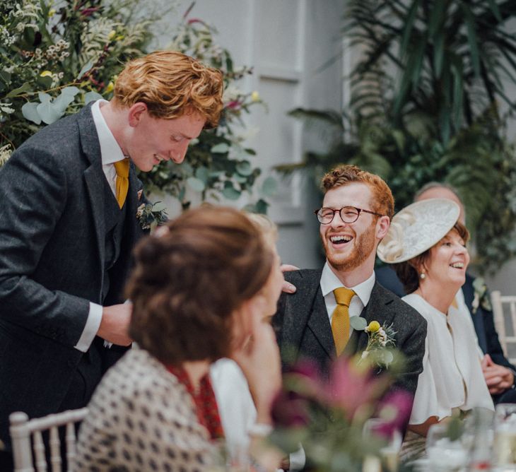 Glasshouse Wedding At Crom Castle With Bride In Halfpenny London Bridesmaids In Forest Green Silk Dresses By Ghost Images From Salt & Sea Photography Co.