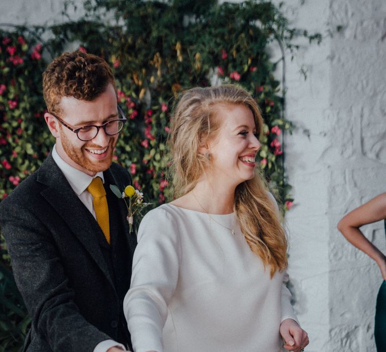 Glasshouse Wedding At Crom Castle With Bride In Halfpenny London Bridesmaids In Forest Green Silk Dresses By Ghost Images From Salt & Sea Photography Co.