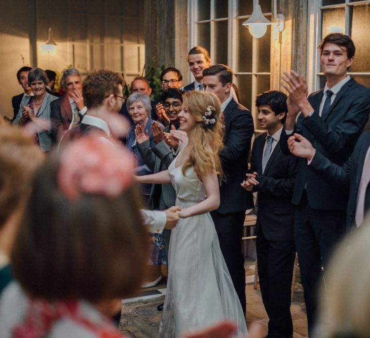 Glasshouse Wedding At Crom Castle With Bride In Halfpenny London Bridesmaids In Forest Green Silk Dresses By Ghost Images From Salt & Sea Photography Co.