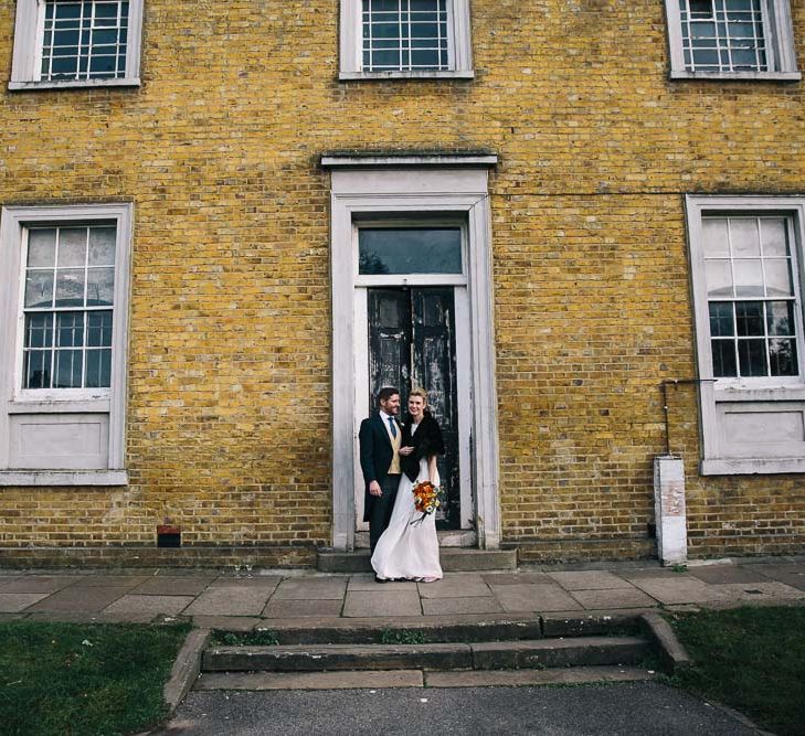 Bride In Bespoke Wedding Dress & Bridesmaids In Black For A Stylish East London Wedding