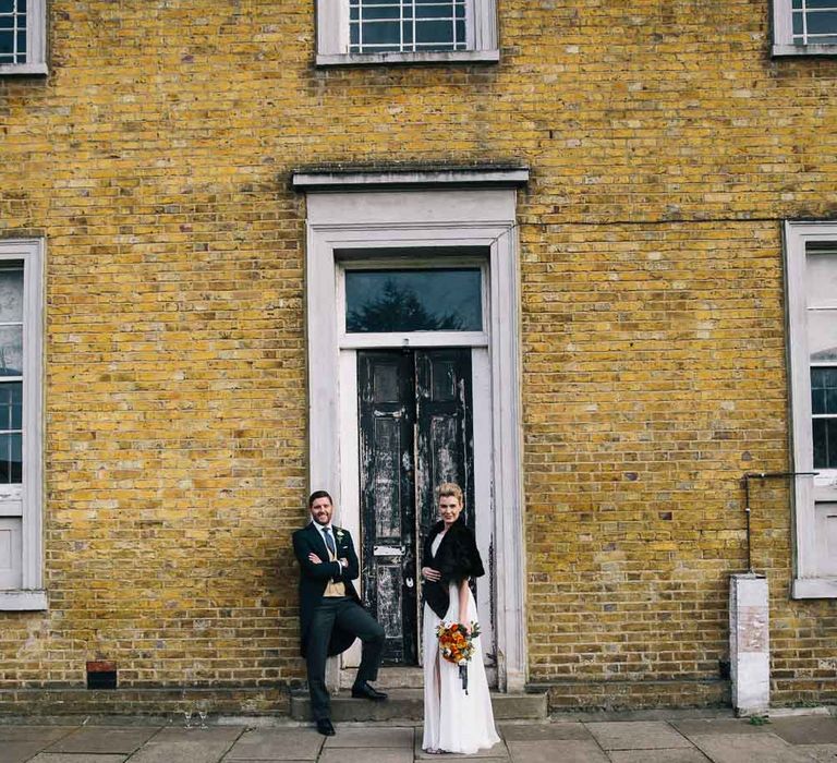 Bride In Bespoke Wedding Dress & Bridesmaids In Black For A Stylish East London Wedding