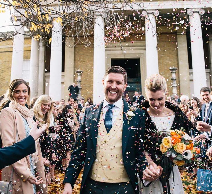 Bride In Bespoke Wedding Dress & Bridesmaids In Black For A Stylish East London Wedding