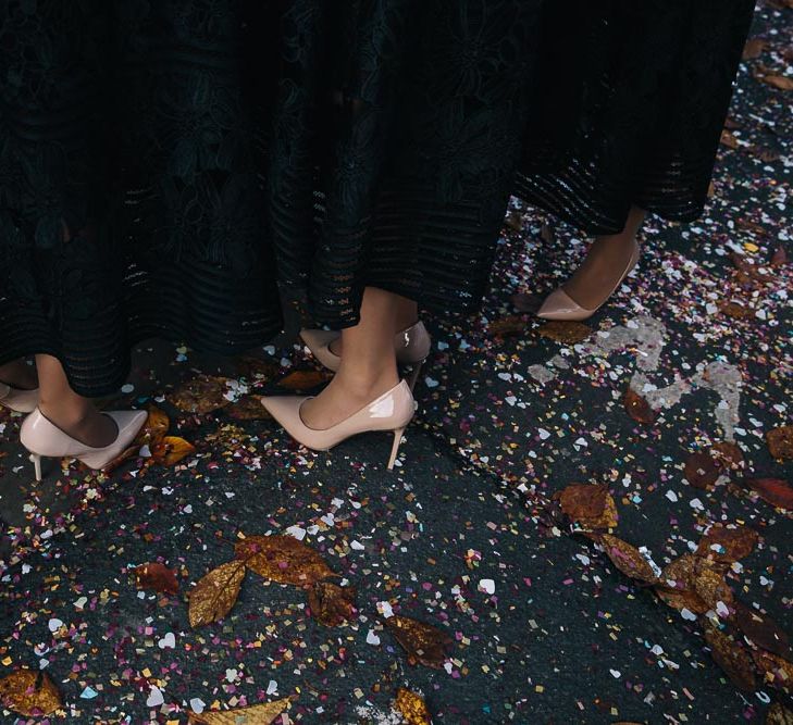 Bride In Bespoke Wedding Dress & Bridesmaids In Black For A Stylish East London Wedding