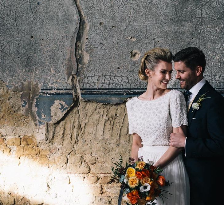 Bride In Bespoke Wedding Dress & Bridesmaids In Black For A Stylish East London Wedding