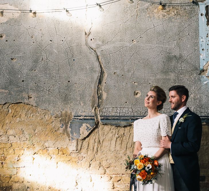 Bride In Bespoke Wedding Dress & Bridesmaids In Black For A Stylish East London Wedding