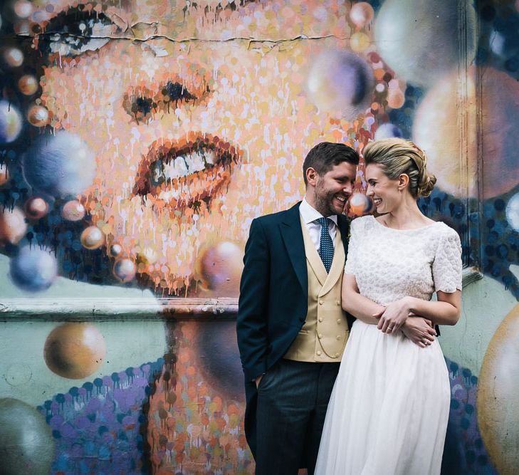 Bride In Bespoke Wedding Dress & Bridesmaids In Black For A Stylish East London Wedding