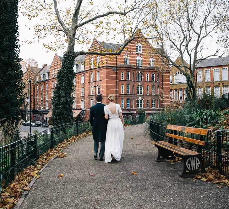 Bride In Bespoke Wedding Dress & Bridesmaids In Black For A Stylish East London Wedding