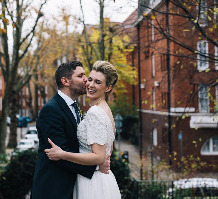 Bride In Bespoke Wedding Dress & Bridesmaids In Black For A Stylish East London Wedding