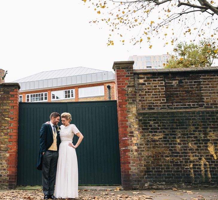 Bride In Bespoke Wedding Dress & Bridesmaids In Black For A Stylish East London Wedding