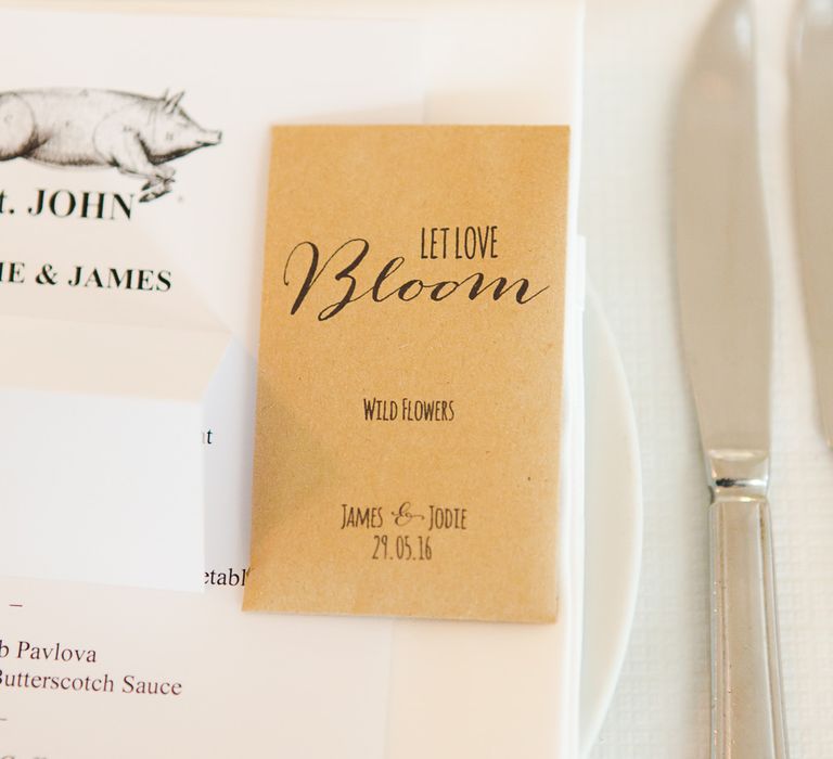 Let Love Bloom Seed Wedding Favours in Brown Envelopes